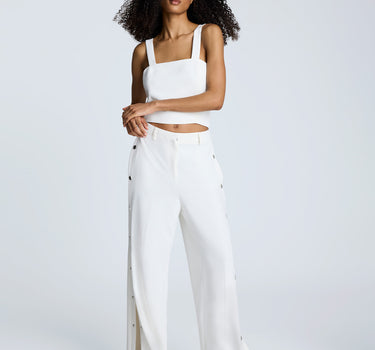 Pantalón casual de tiro largo para mujer snap & flow
