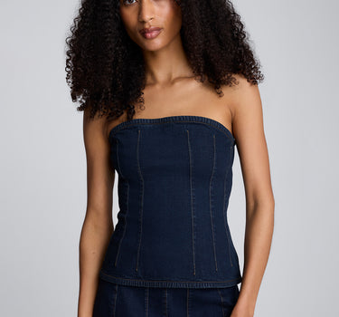 Top tipo bustier con fruncido para mujer