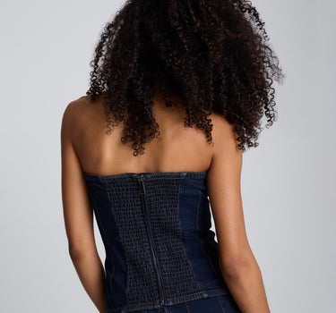 Top tipo bustier con fruncido para mujer