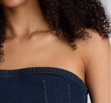 Top tipo bustier con fruncido para mujer
