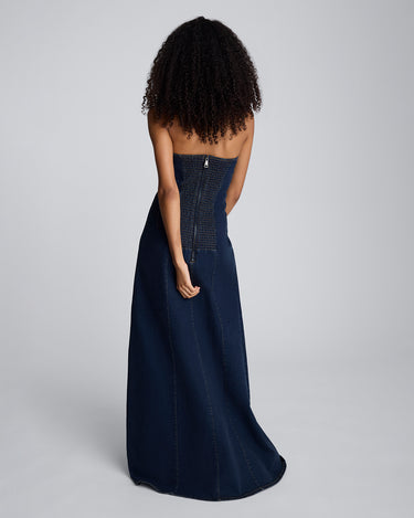 Vestido largo sin tirantes para mujer