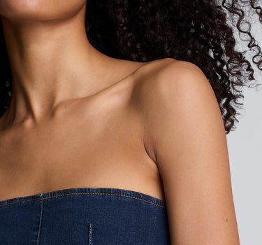 Vestido largo sin tirantes para mujer