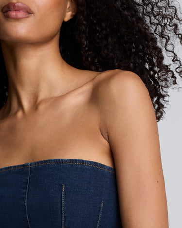 Vestido largo sin tirantes para mujer