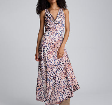 Vestido asimétrico con escote drapeado para mujer