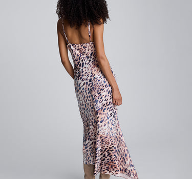 Vestido asimétrico con escote drapeado para mujer