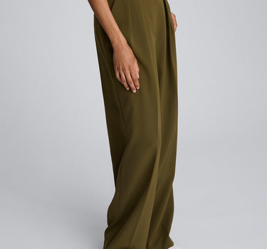 Pantalón ancho de cintura alta con doble pliegue para mujer
