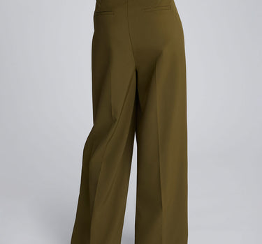 Pantalón ancho de cintura alta con doble pliegue para mujer