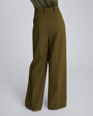 Pantalón ancho de cintura alta con doble pliegue para mujer