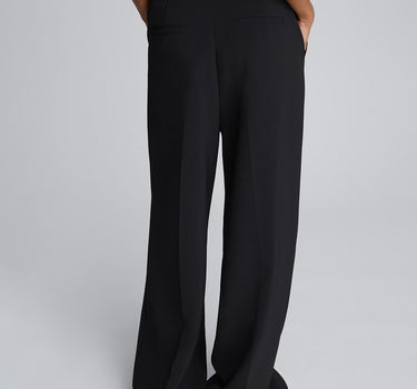 Pantalón ancho de cintura alta con doble pliegue para mujer