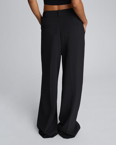 Pantalón ancho de cintura alta con doble pliegue para mujer