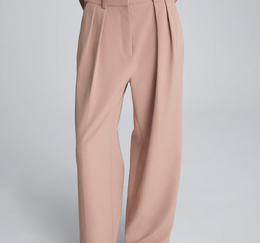 Pantalón ancho de cintura alta con doble pliegue para mujer
