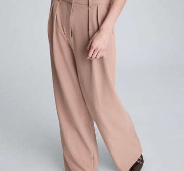 Pantalón ancho de cintura alta con doble pliegue para mujer