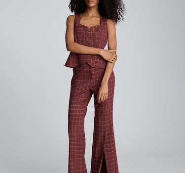 Pantalón acampanado de cintura alta con abertura para mujer