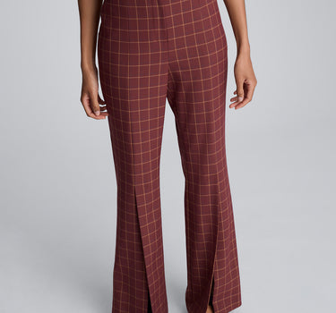 Pantalón acampanado de cintura alta con abertura para mujer