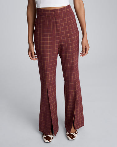 Pantalón acampanado de cintura alta con abertura para mujer