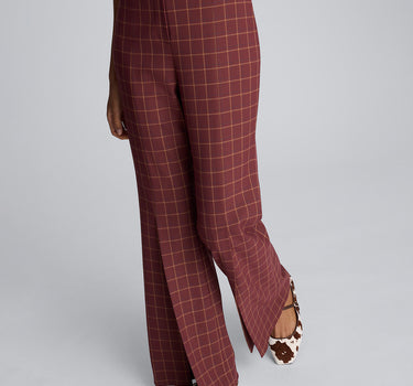Pantalón acampanado de cintura alta con abertura para mujer