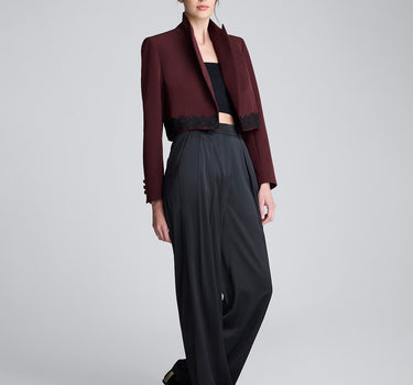 Blazer corto ajustado para mujer luxe twill