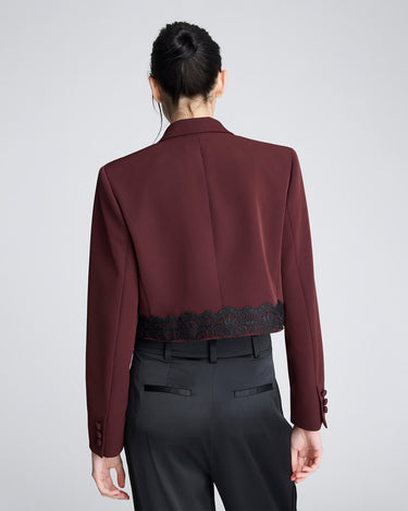 Blazer corto ajustado para mujer luxe twill