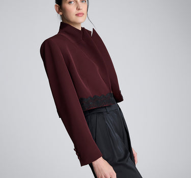 Blazer corto ajustado para mujer luxe twill
