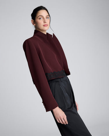 Blazer corto ajustado para mujer luxe twill