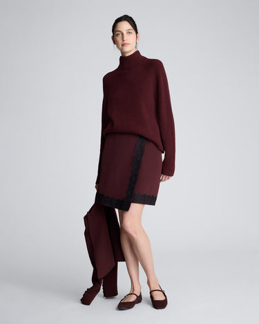 Falda envoltura asimétrica falta con cremallera para mujer luxe twill
