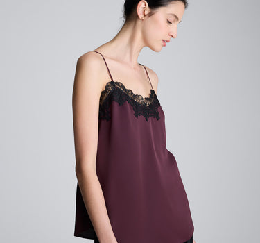 Top de tiras liso con satín para mujer