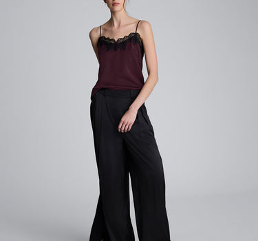 Top de tiras liso con satín para mujer