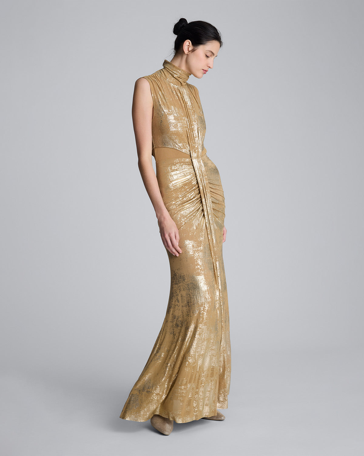 Vestido Midi transparente con cuello alto  para mujer