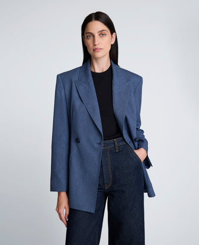 Blazer entallado cruzado Cadet Blue
