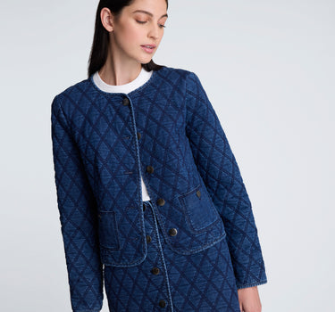 Chaqueta sin cuello con acolchado para mujer