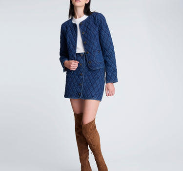 Chaqueta sin cuello con acolchado para mujer