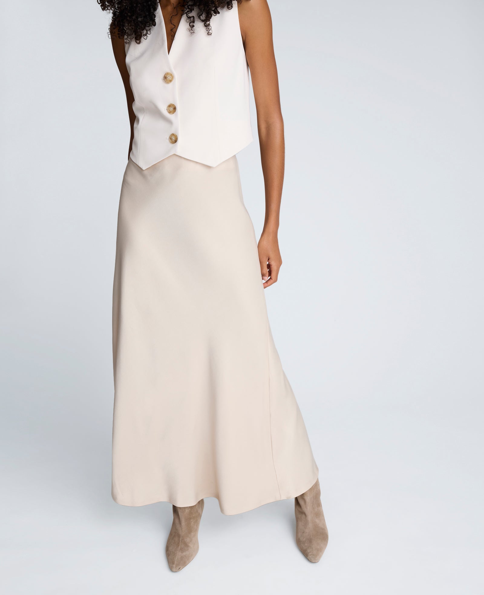 Falda maxi acampanada con cintura elastica para mujer