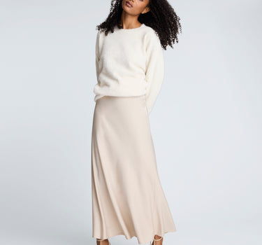 Falda maxi acampanada con cintura elastica para mujer