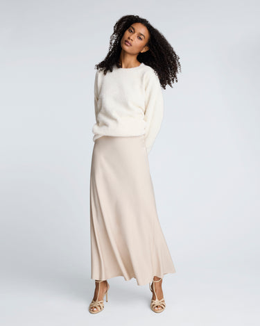 Falda maxi acampanada con cintura elastica para mujer