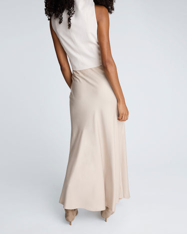 Falda maxi acampanada con cintura elastica para mujer