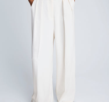 Pantalón de pinzas dobles y cintura alta para mujer