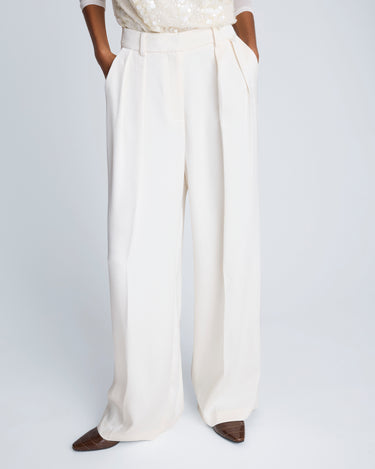 Pantalón de pinzas dobles y cintura alta para mujer