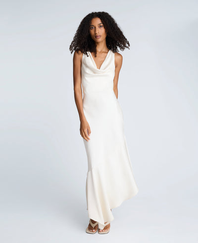 Vestido sesgado de satín Oyster
