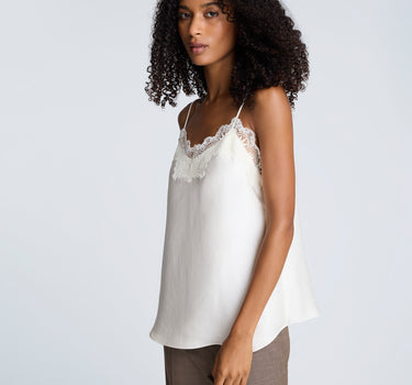 Blusa de tiras en satín con encaje para mujer