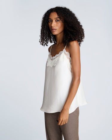 Blusa de tiras en satín con encaje para mujer