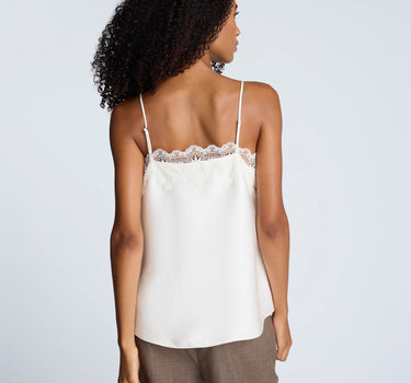 Blusa de tiras en satín con encaje para mujer