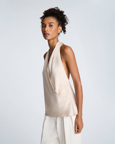 Blusa cruzada con cuello halter para mujer