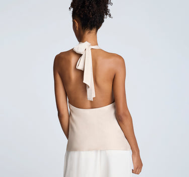 Blusa cruzada con cuello halter para mujer
