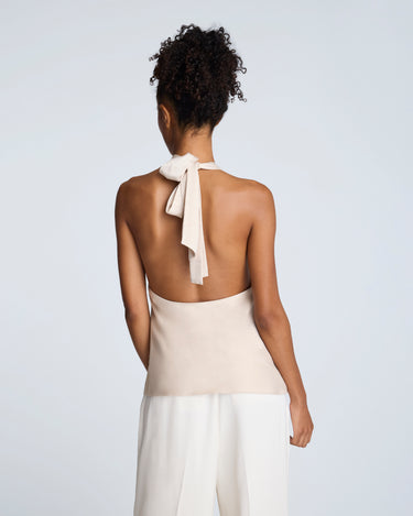 Blusa cruzada con cuello halter para mujer