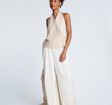 Blusa cruzada con cuello halter para mujer