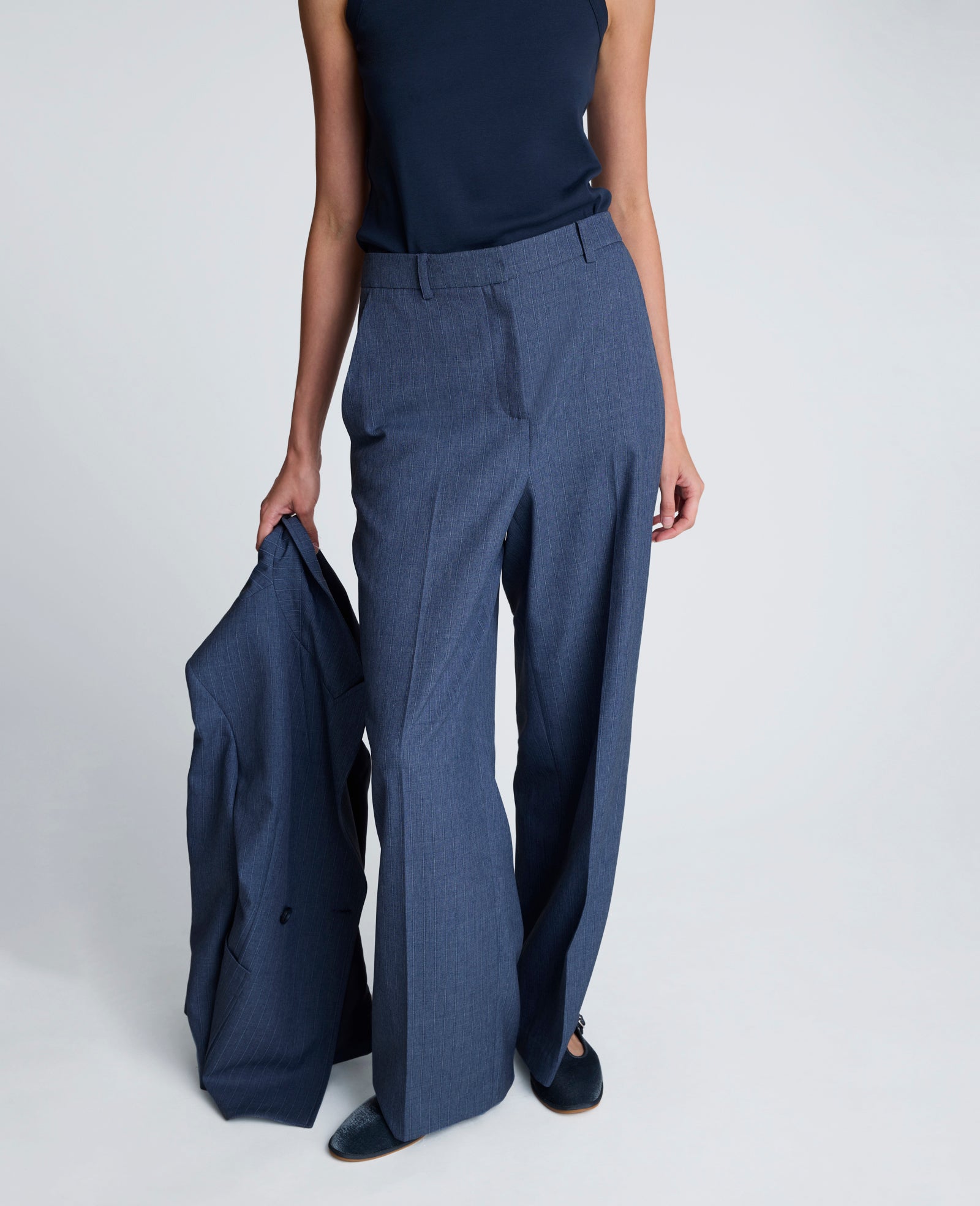 Pantalón fly front de cintura alta para mujer