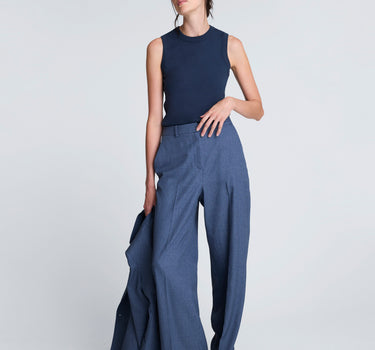 Pantalón fly front de cintura alta para mujer