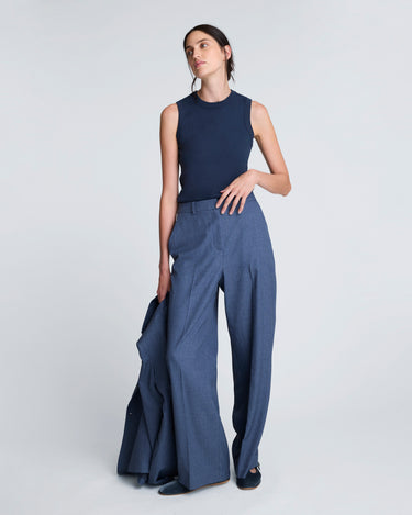 Pantalón fly front de cintura alta para mujer