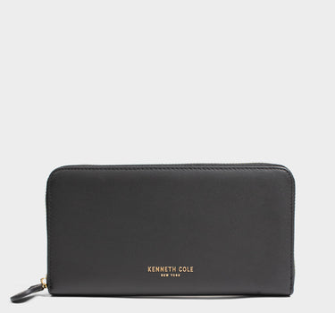 Billetera con cremallera de cuero para mujer luxa