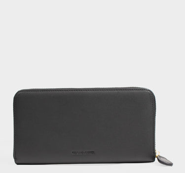 Billetera con cremallera de cuero para mujer luxa